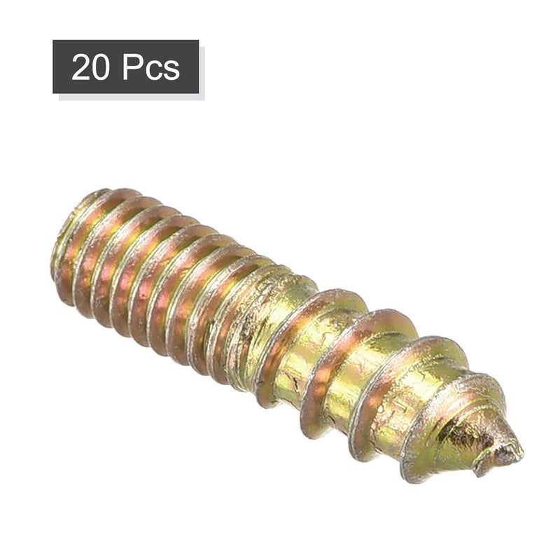 TOP-VIGOR 20Pcs M6x25mm Hanger Bolts, Double Headed Bolts Self Tapping Screw, Double Ended Dowel Screws, Screw Dowels Hanger, Threaded Lag Wood Screws and Machine Bolts for Wood Joint Furniture - Image 2